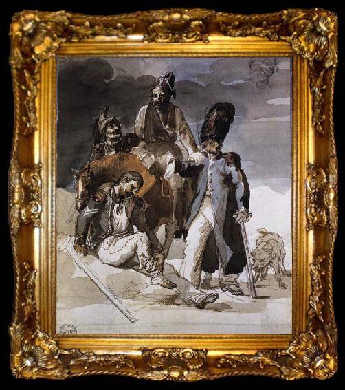 framed  unknow artist Wounded Soldiers Retrating from Russia, ta009-2